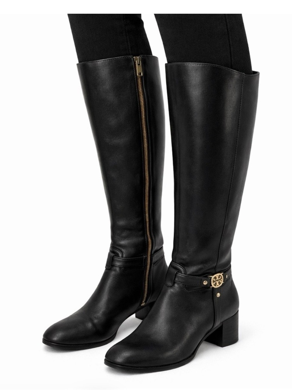 Tory Burch Boots Womens 9 Donovan Tall Equestrian Riding Black Leather